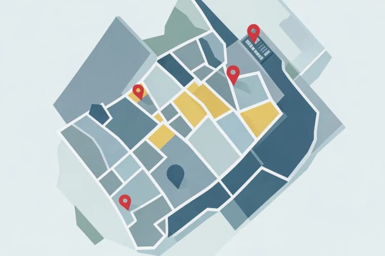 Um mapa com vários pinos indicando locais de serviços de pet taxi.