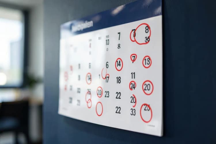 Calendário com dias marcados para banho e tosa de cachorro