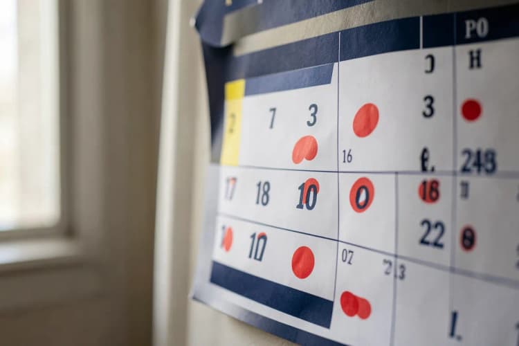 Calendário com marcações para banho e tosa de pet